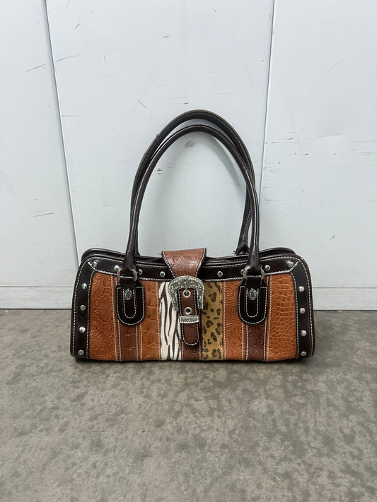 Vintage buckled animal print bag