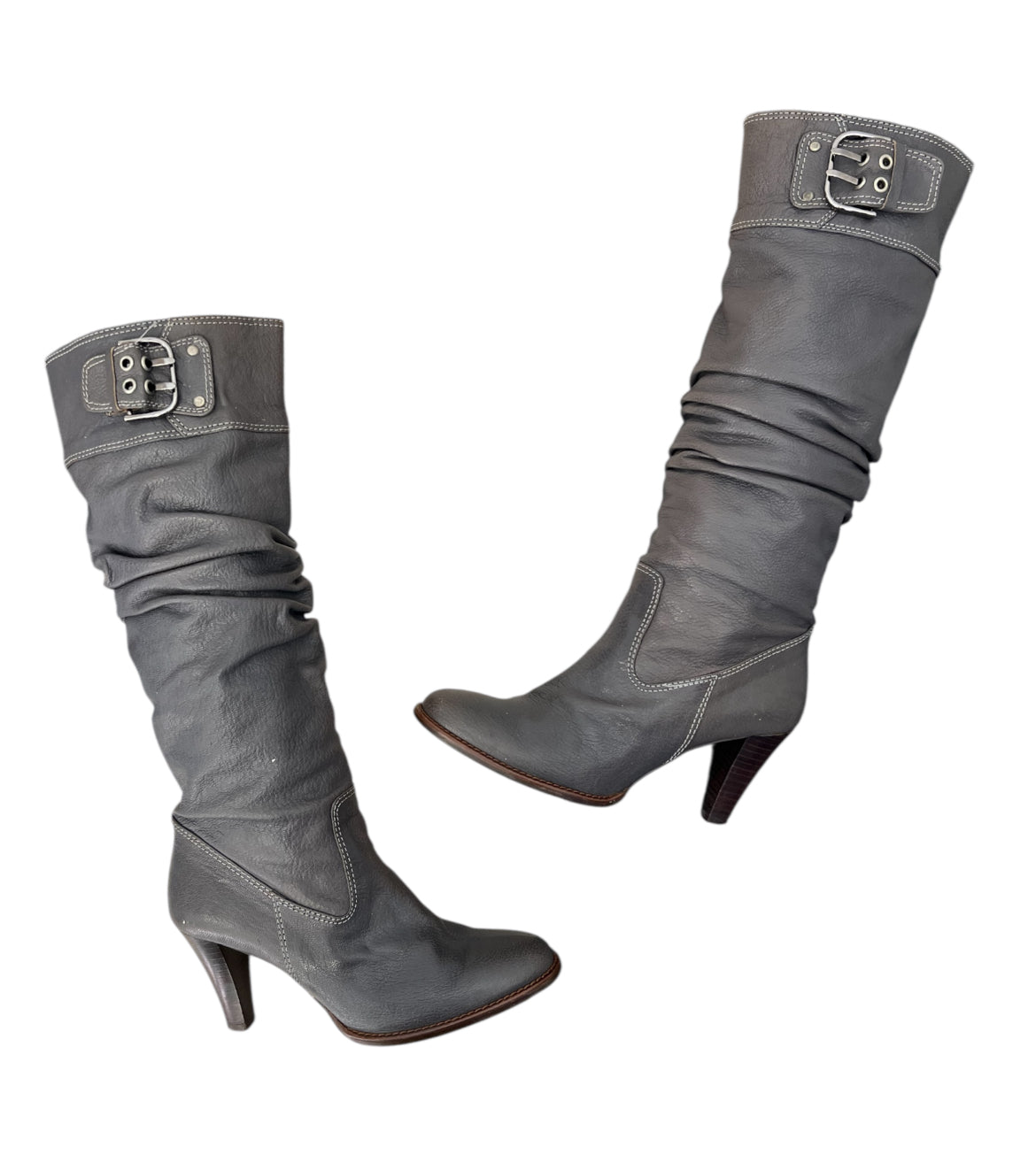 Vintage buckled slouchy boots