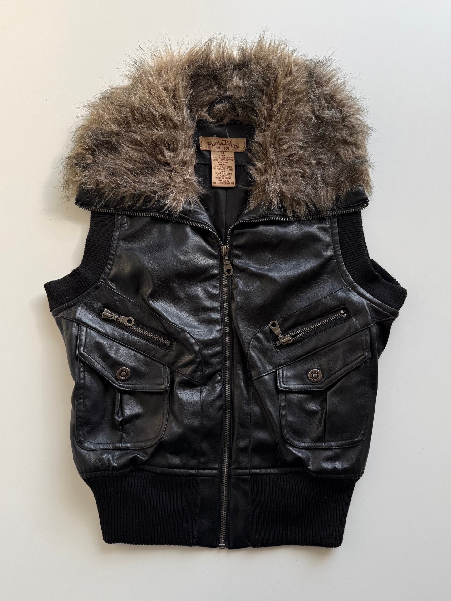 Vintage leather fur vest