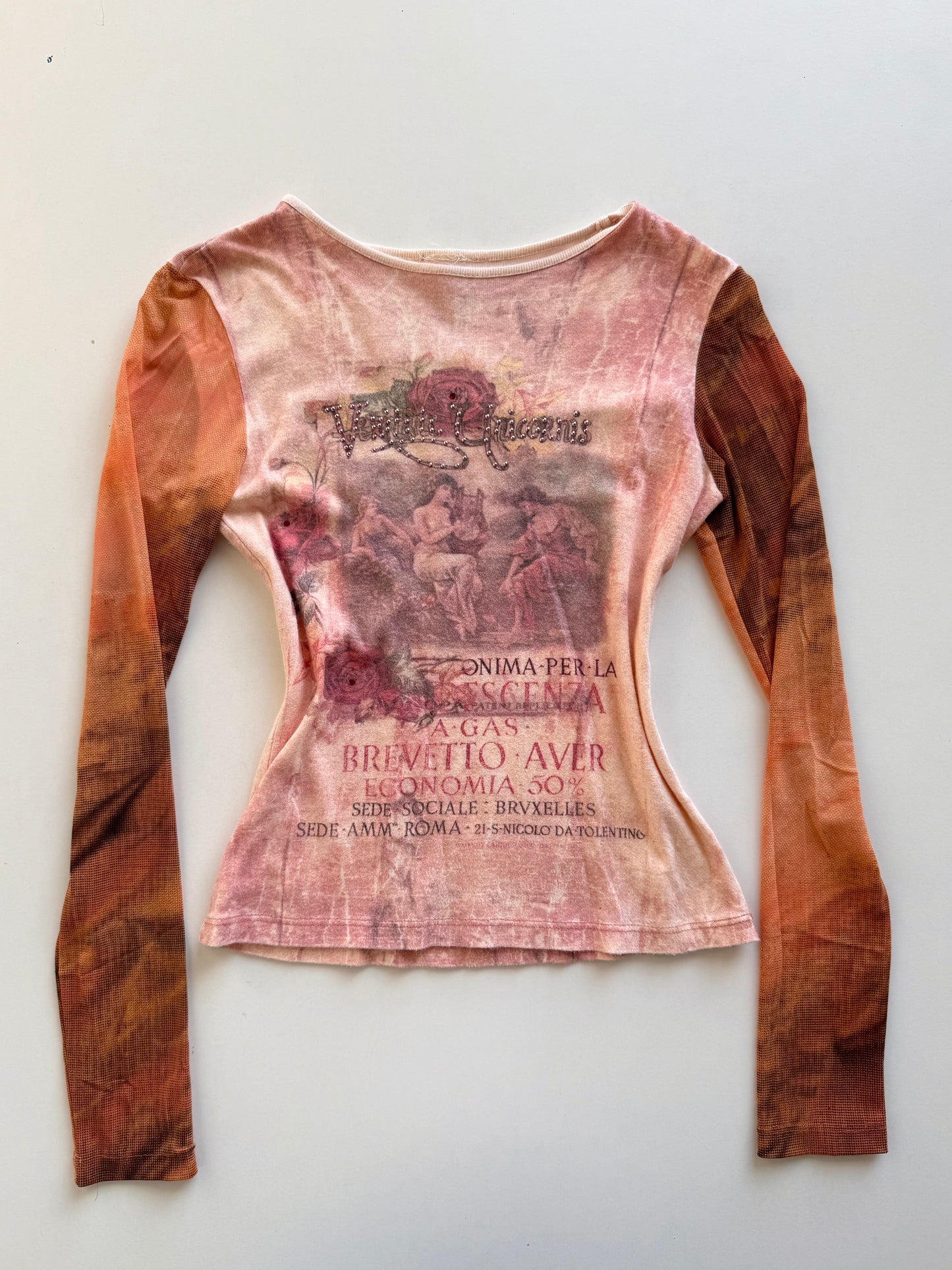 Vintage whimsy mesh sleeve top