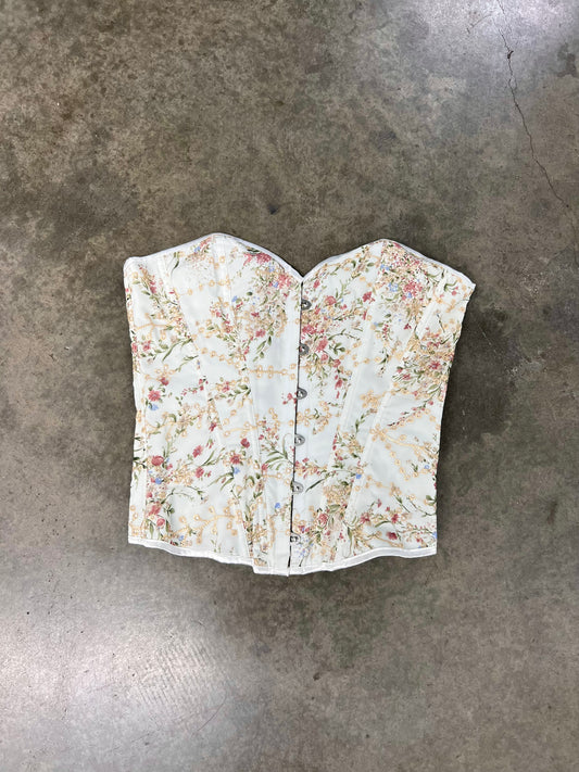 Embroidered flower corset top