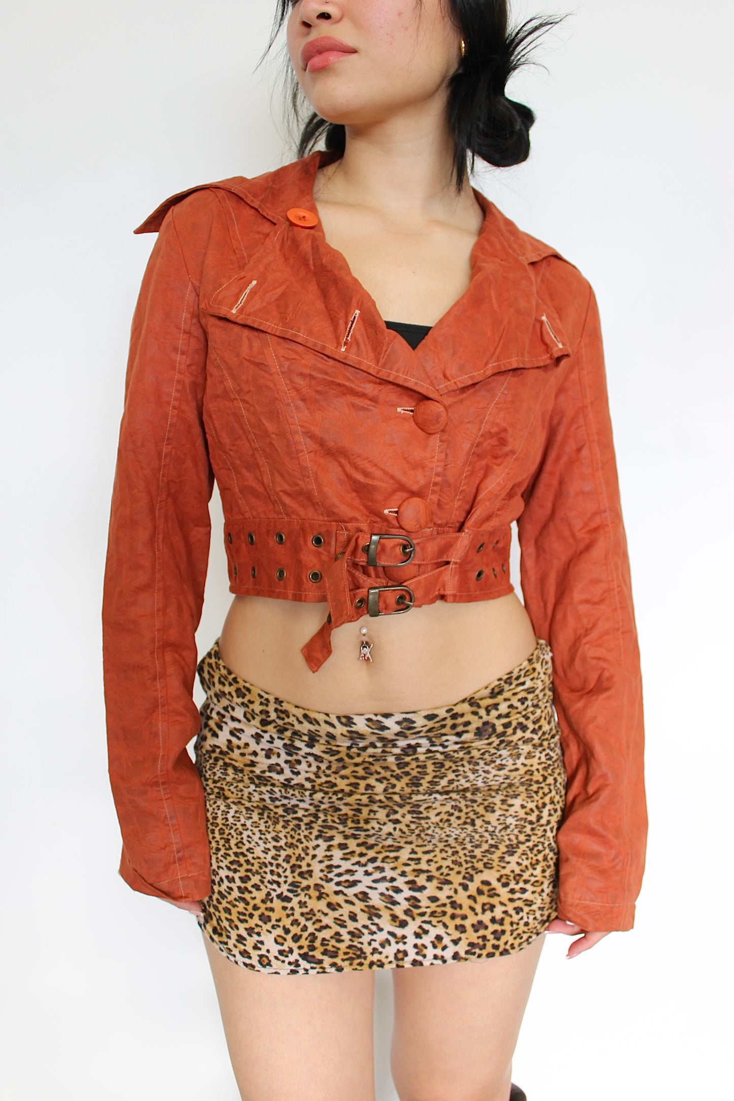 Vintage cropped buckled jacket