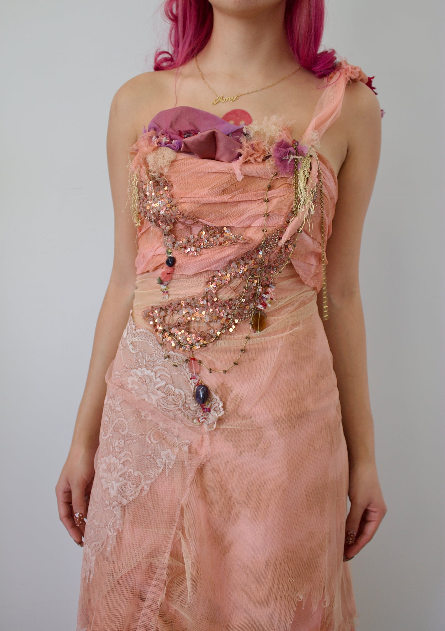 Mandalay mermaid hand painted coral dress