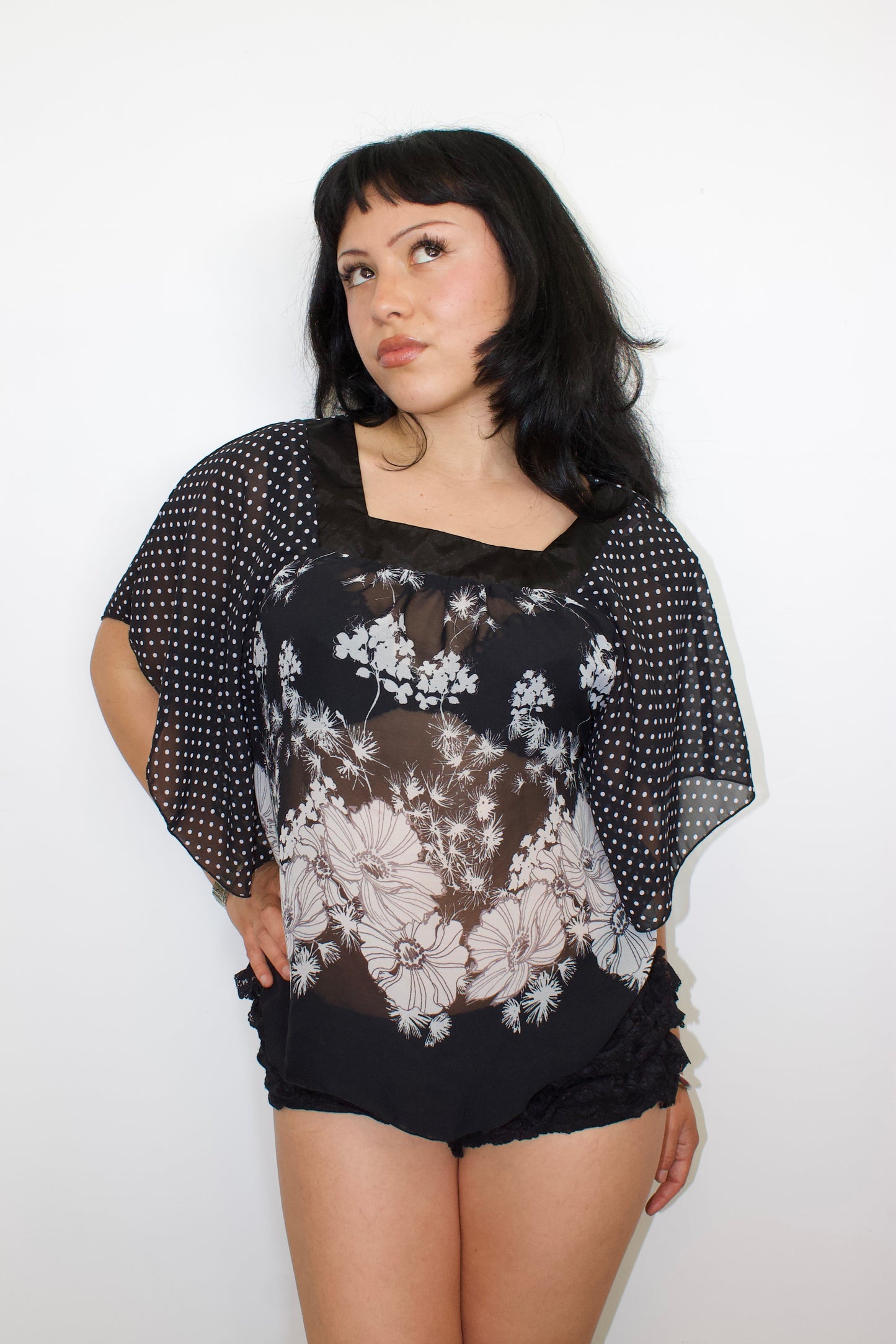 Vintage polkadot poncho top