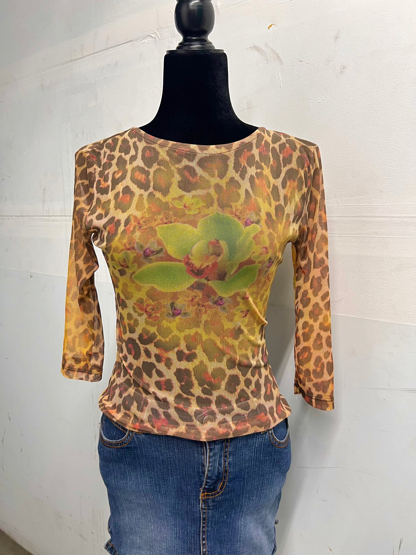 90’s mesh leopard top