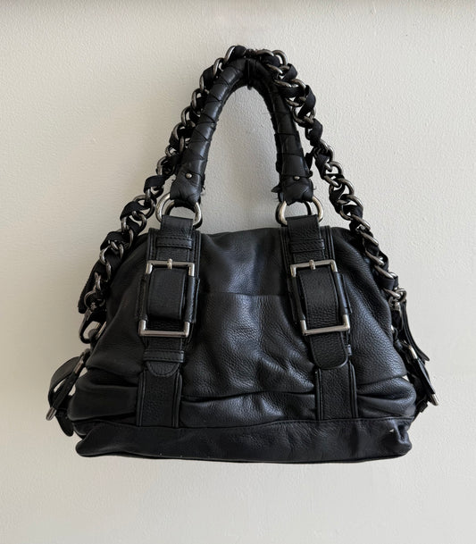 Vintage leather buckled chain purse