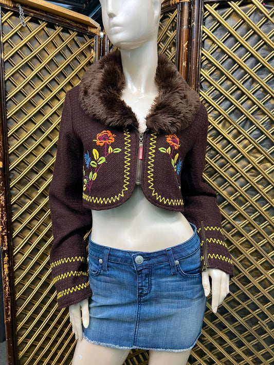 Vintage embroidered fur jacket
