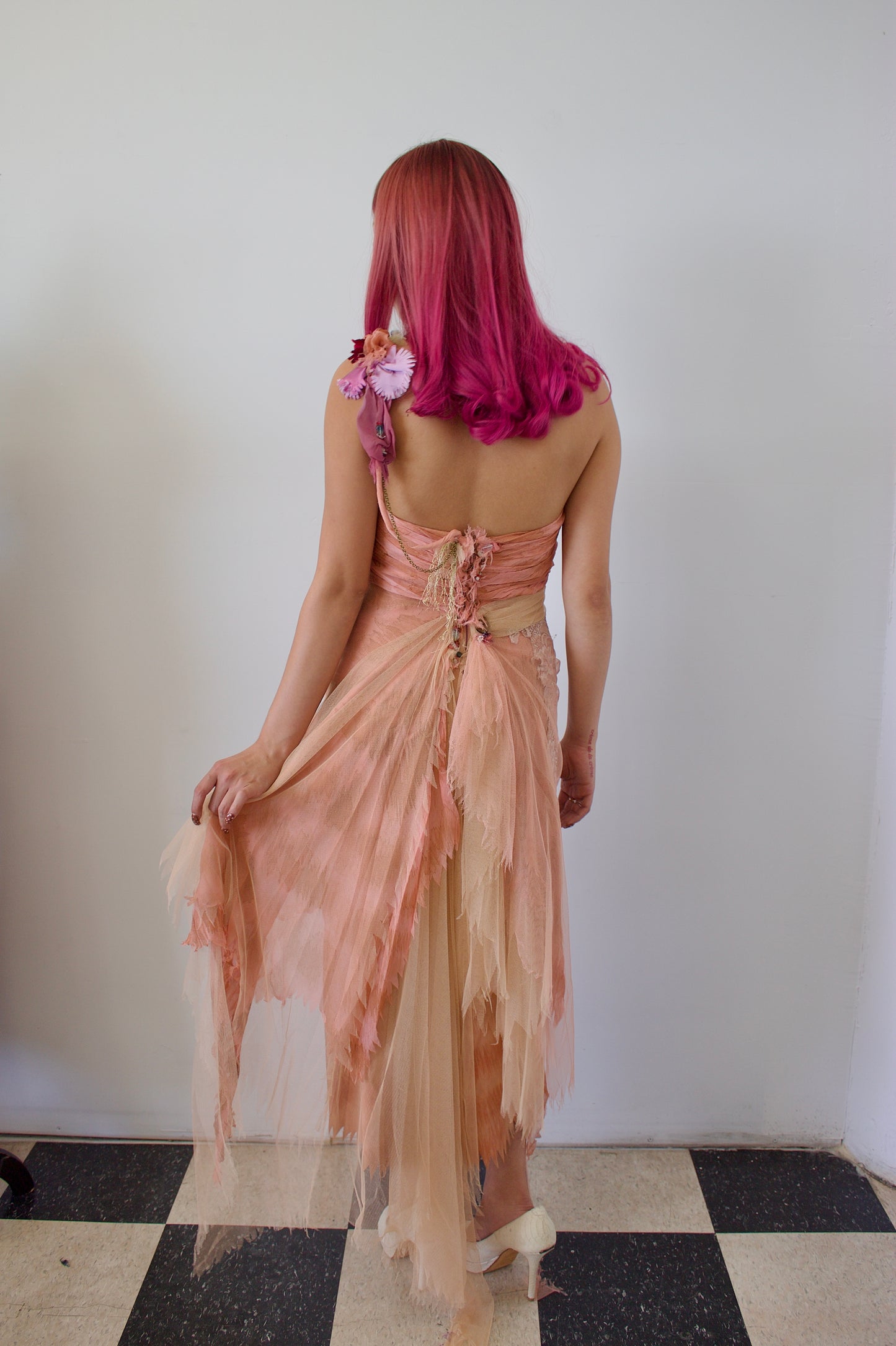 Mandalay mermaid hand painted coral dress