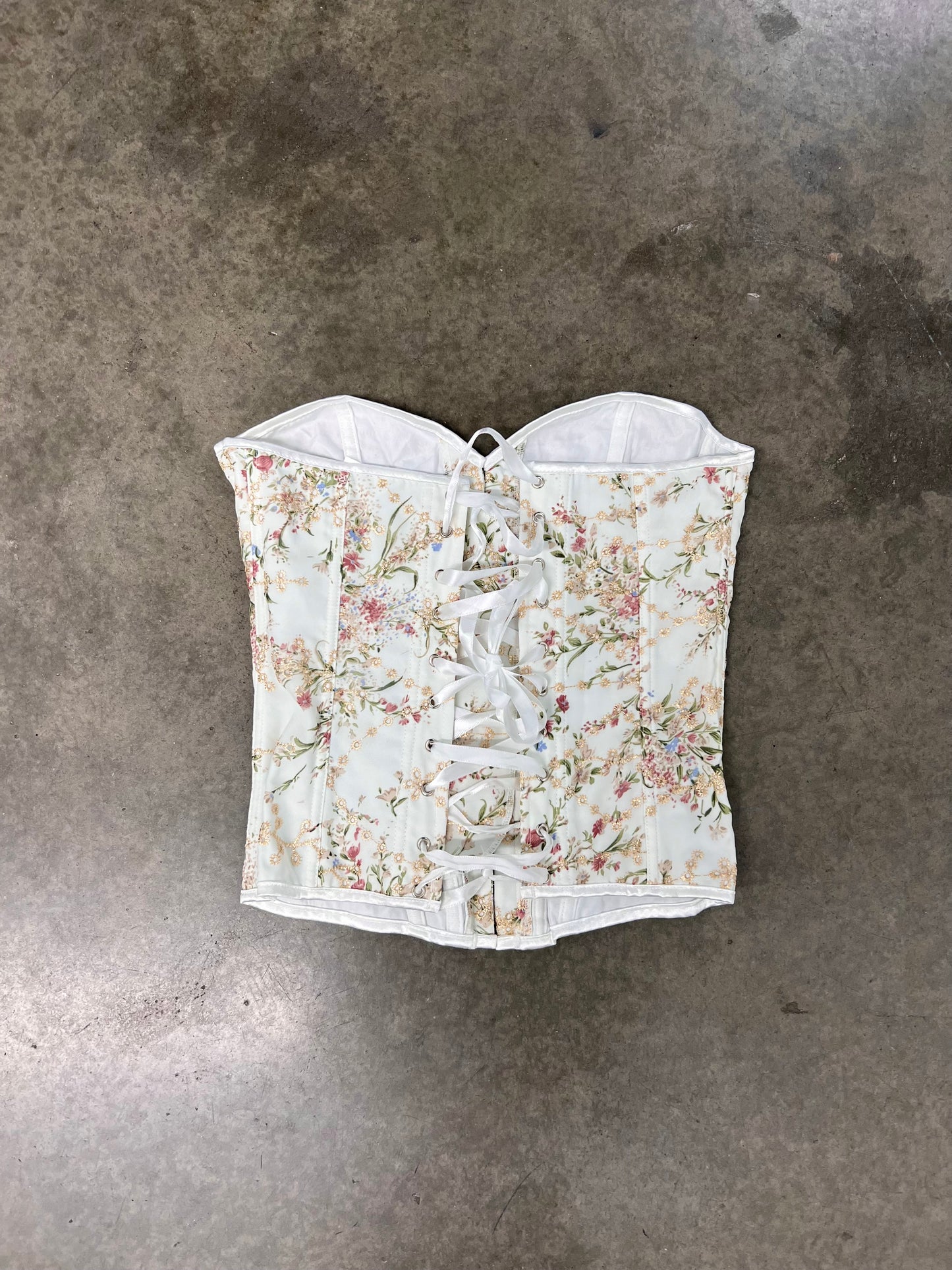 Embroidered flower corset top