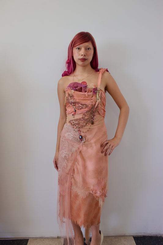 Mandalay mermaid hand painted coral dress