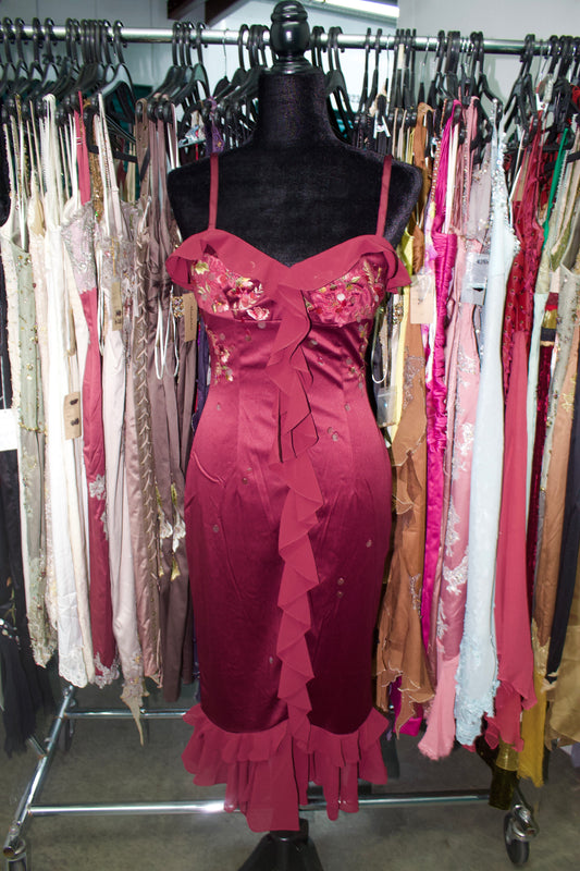 Burgandy embroidered dress