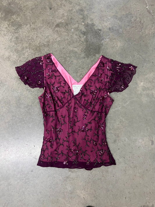 Vintage Adrianna pappel beaded top
