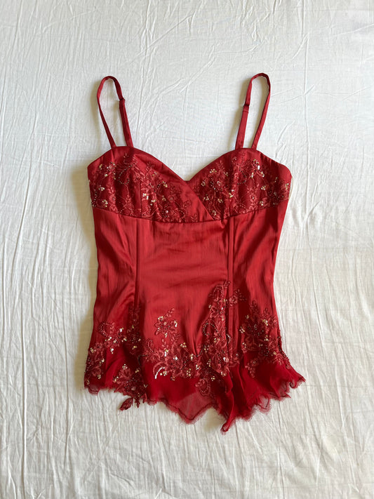 Vintage red corset top