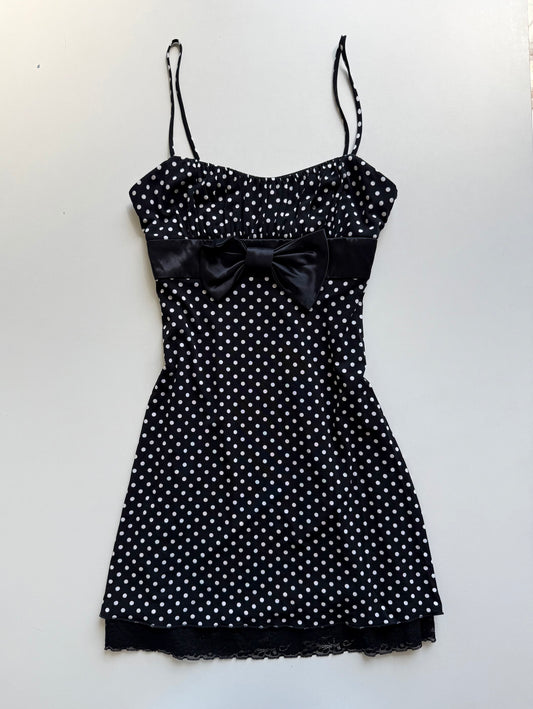 Vintage polkadot bow minidress
