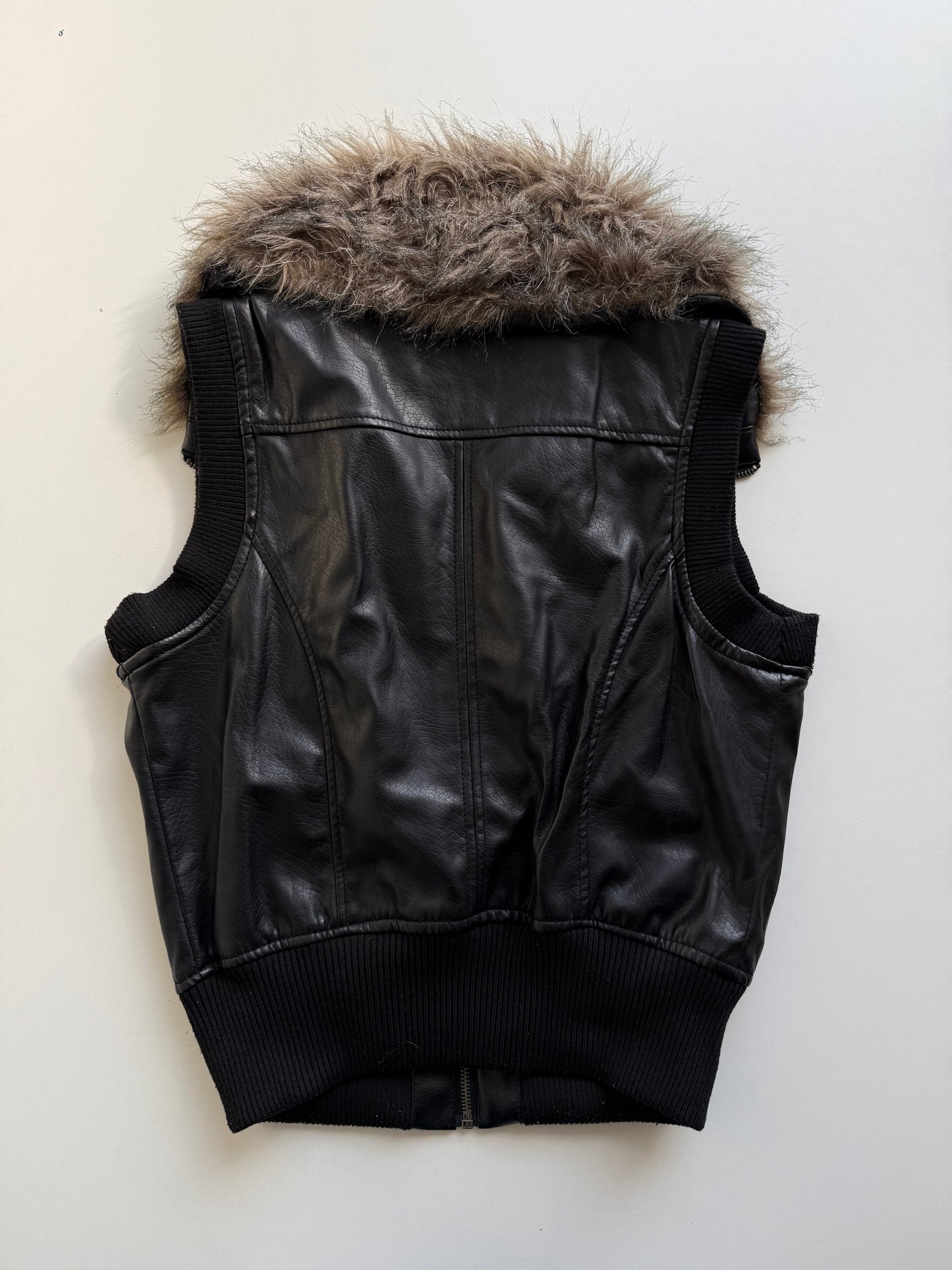 Vintage leather fur vest