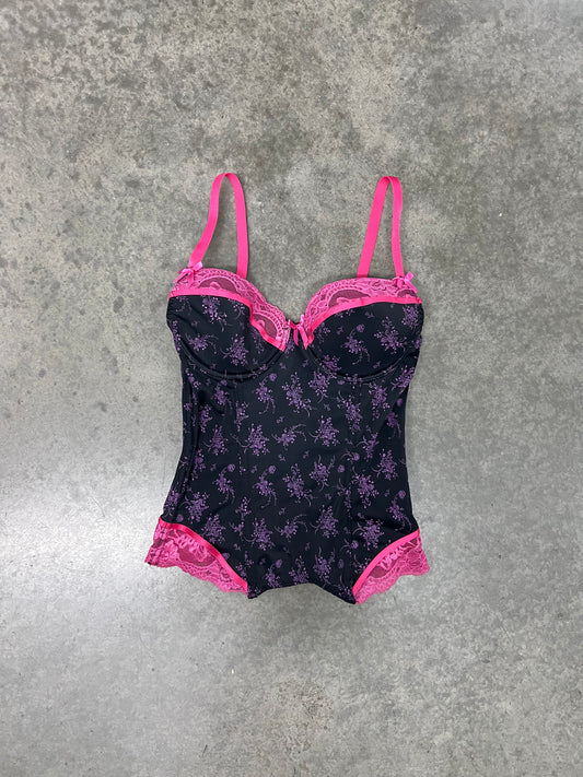 Vintage floral babydoll corset