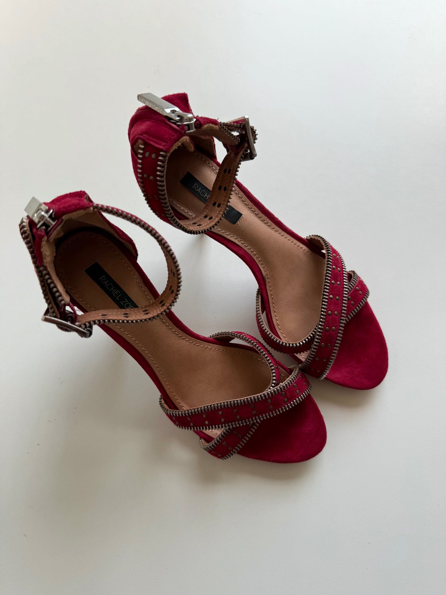 Y2K zipper suede heels