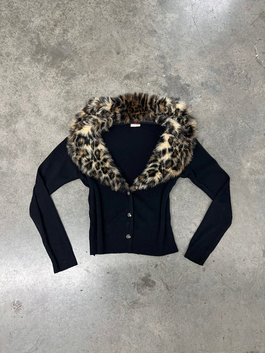 Vintage leopard fur cardigan