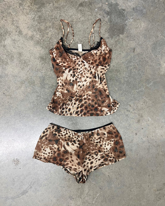 Vintage mesh leopard pj set