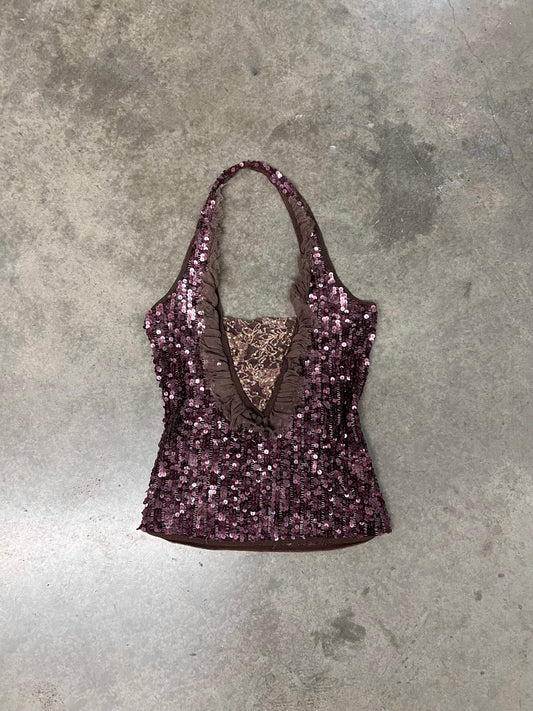 Vintage sequence halter top