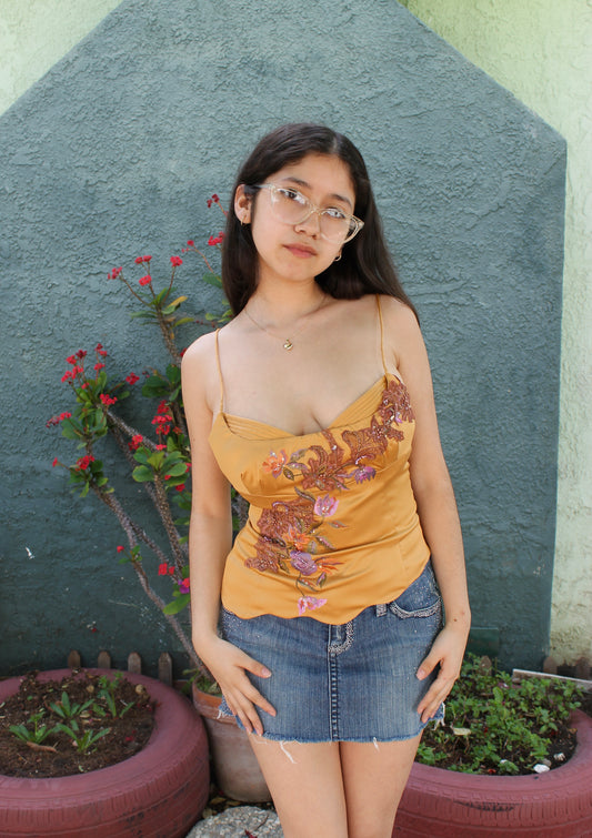 Caramel embroidered top