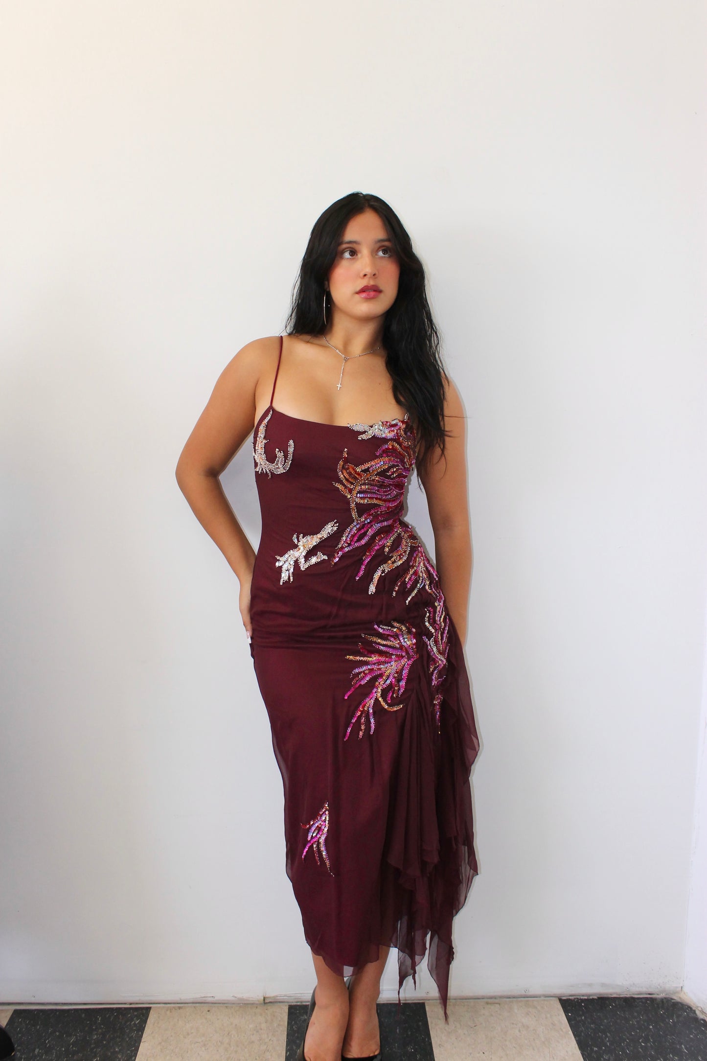 Vintage Mandalay purple silk dress