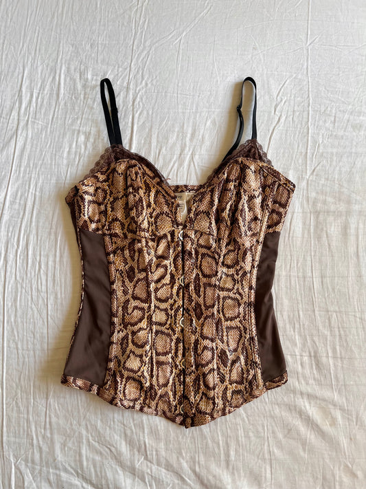 Vintage lace snake print corset