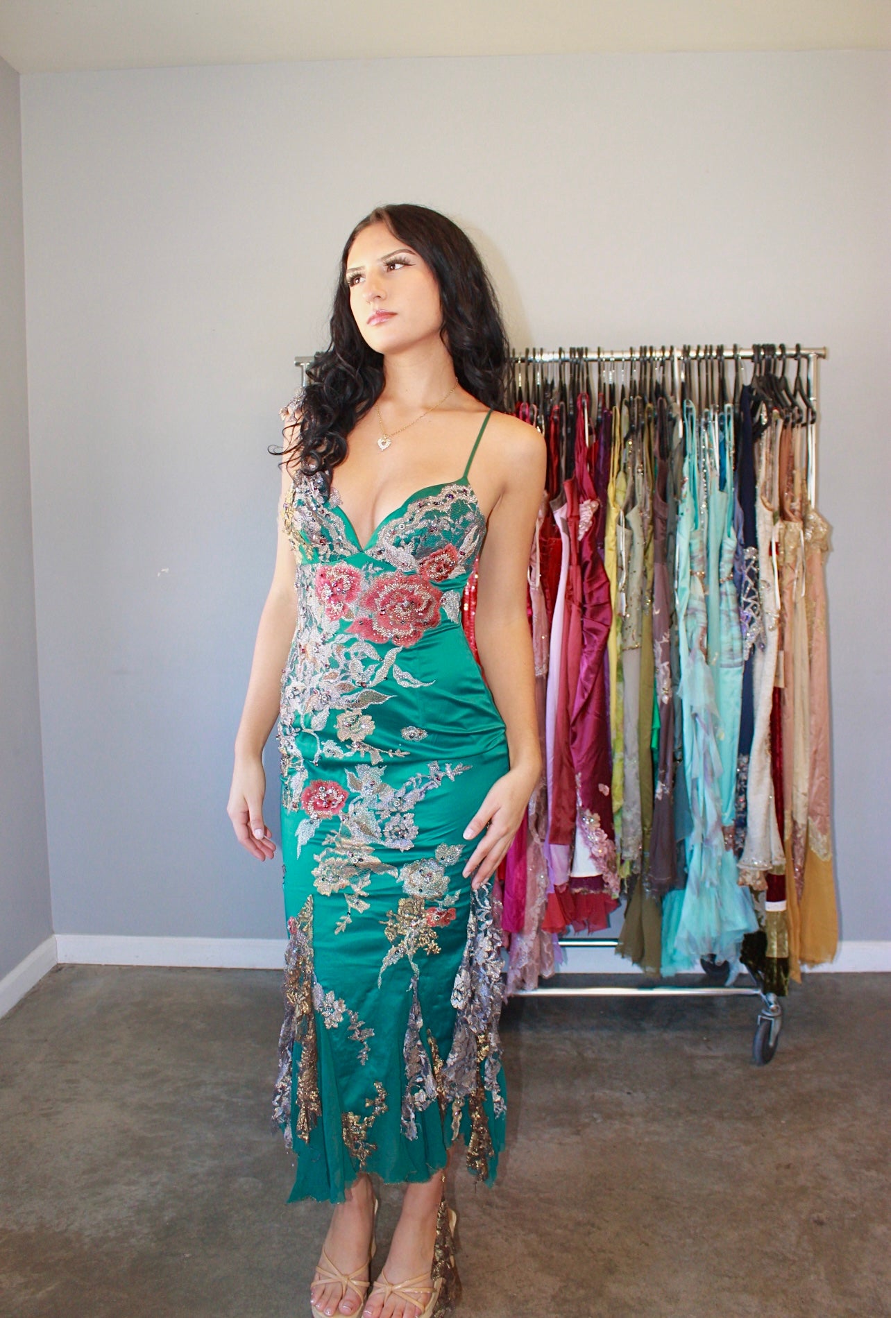 Vintage mandalay green lace dress
