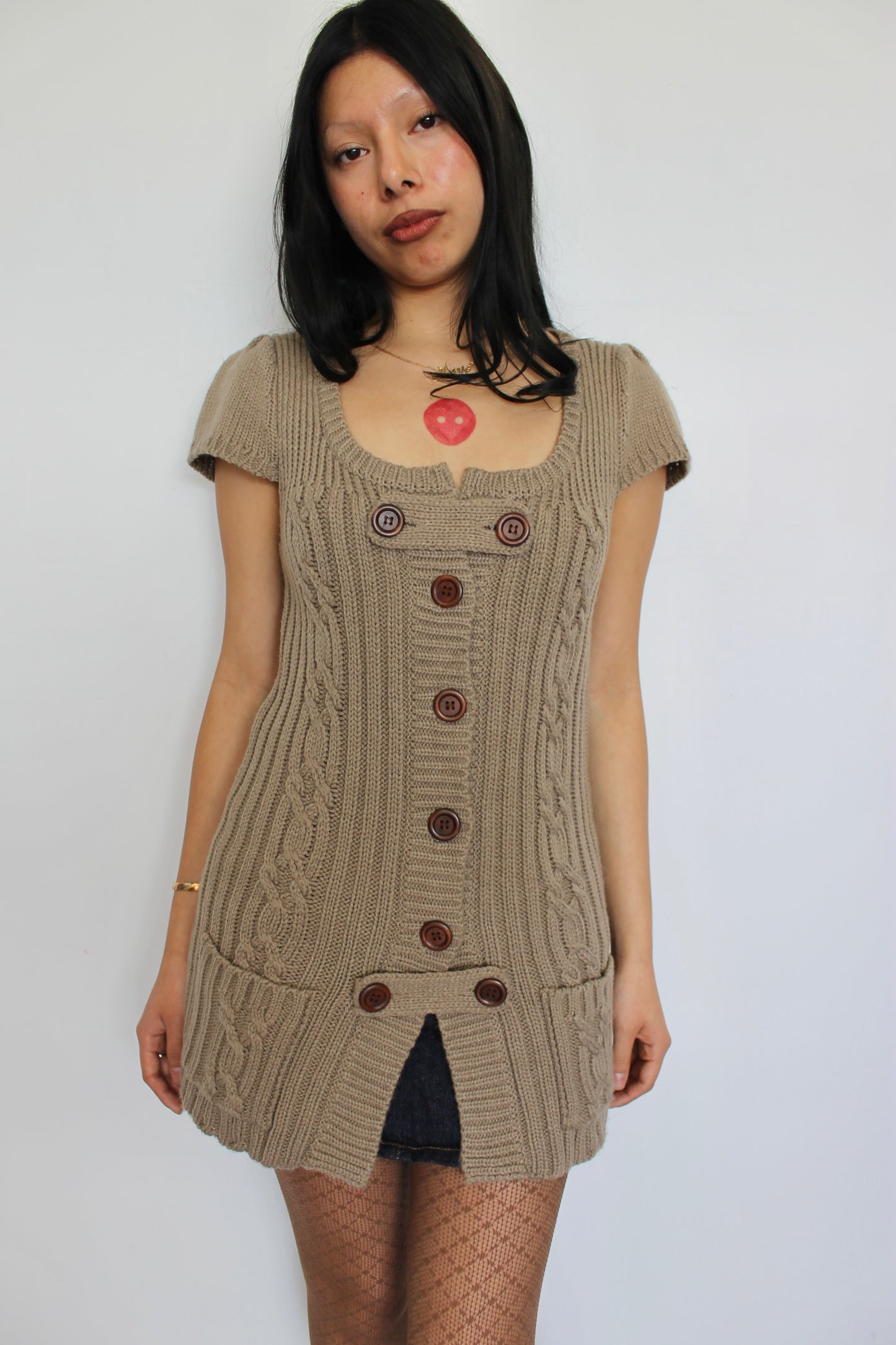 Vintage button knitted dress