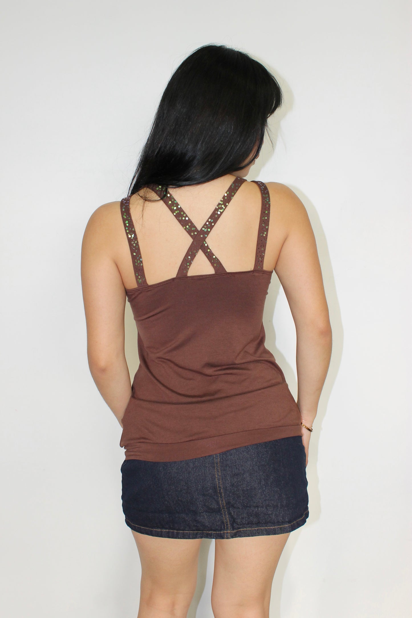 Vintage sequence halter top