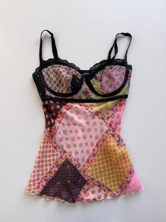 Vintage silk patchwork fairy top