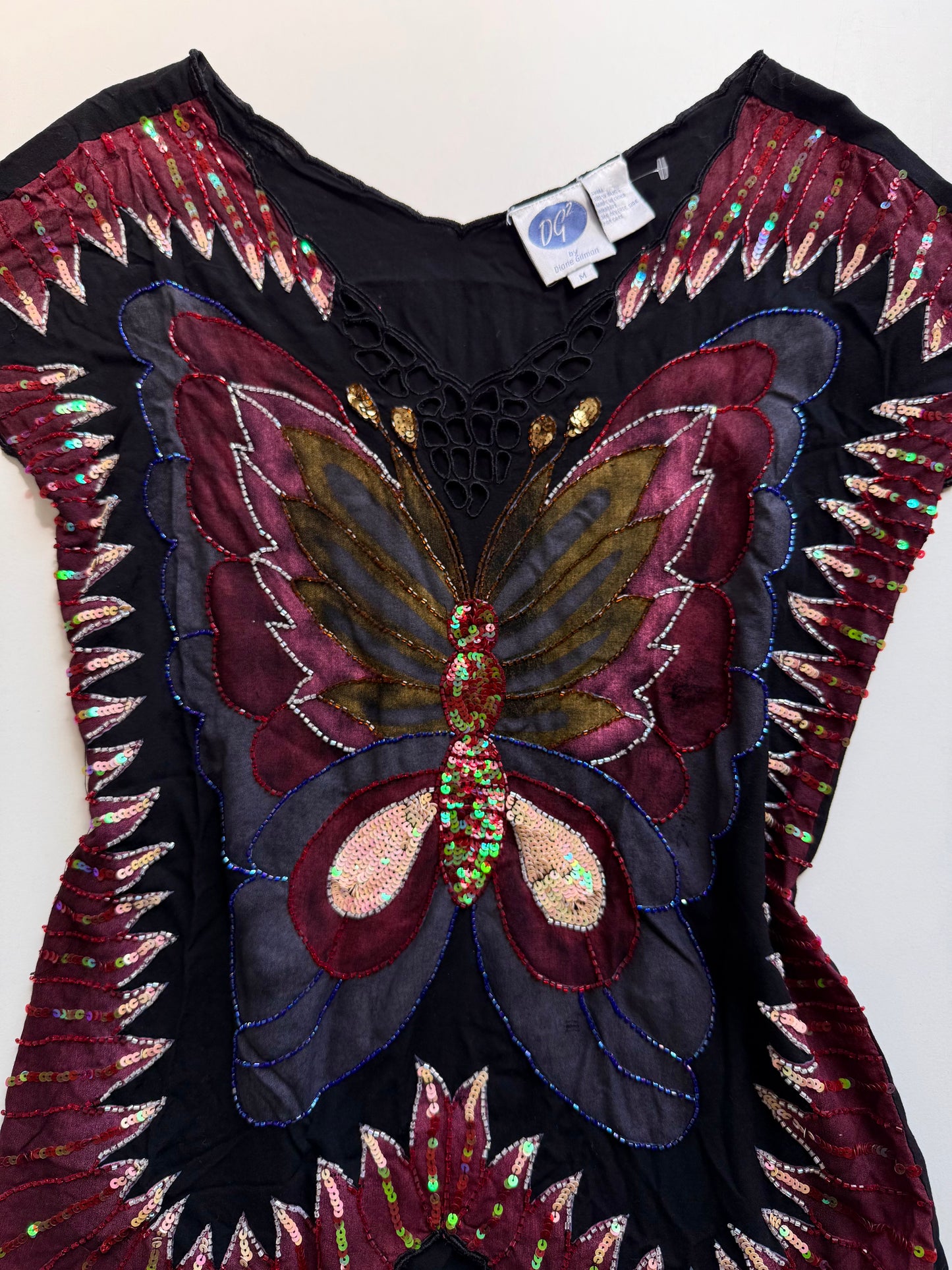 Vintage butterfly beaded shirt