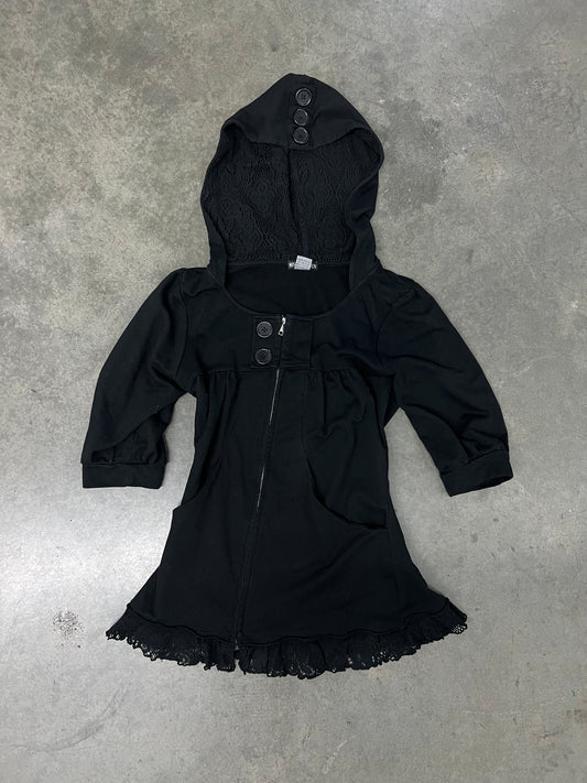 Vintage buttoned lace zipup
