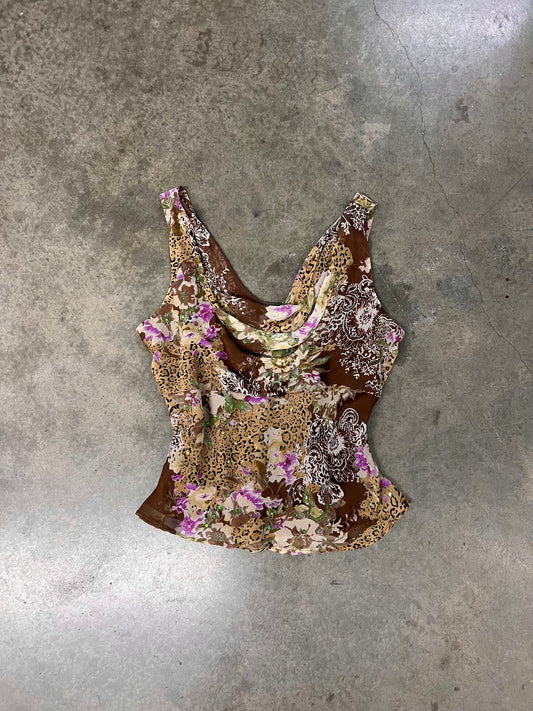 Vintage animal print beaded top