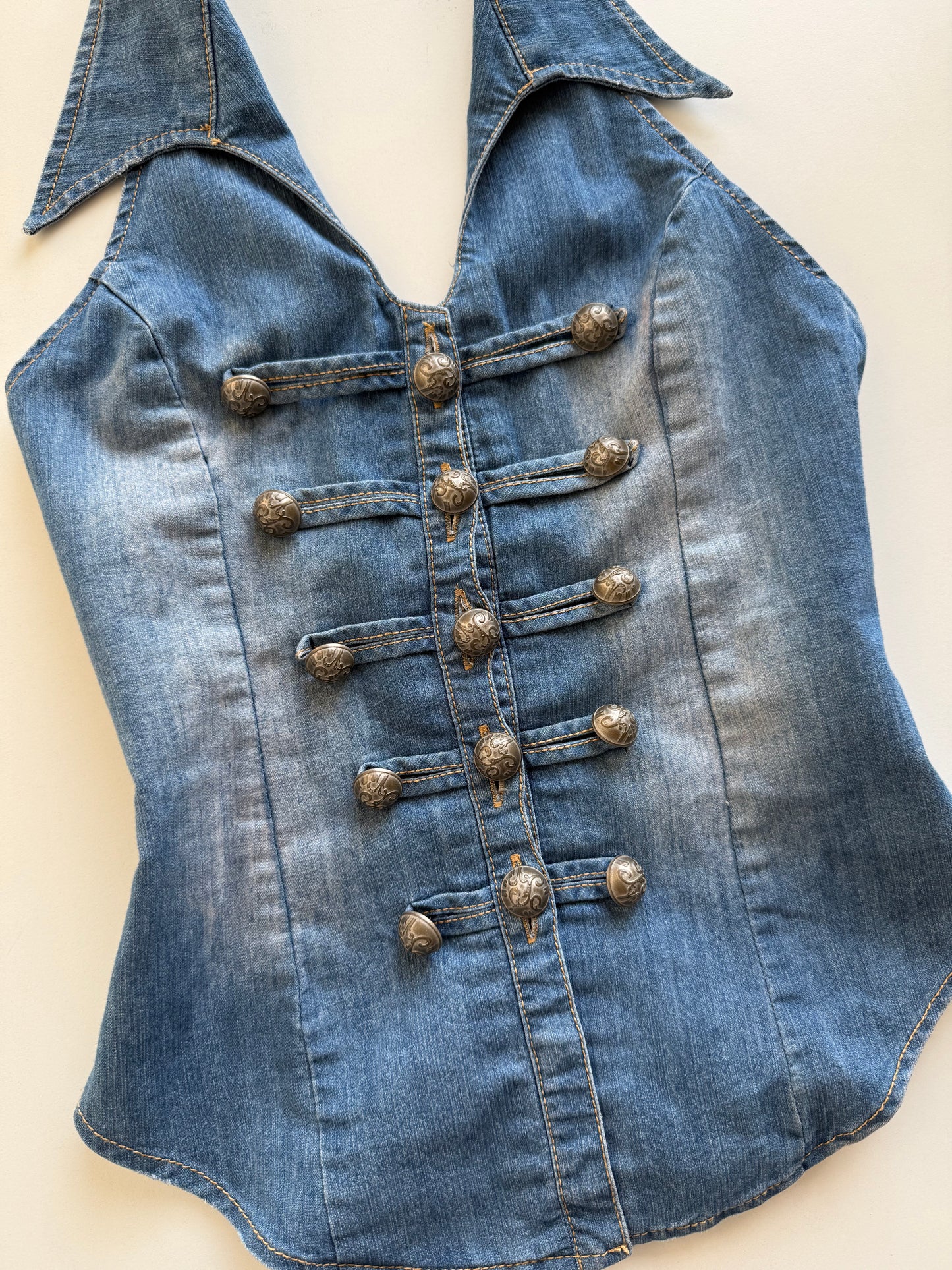 Vintage denim button vest
