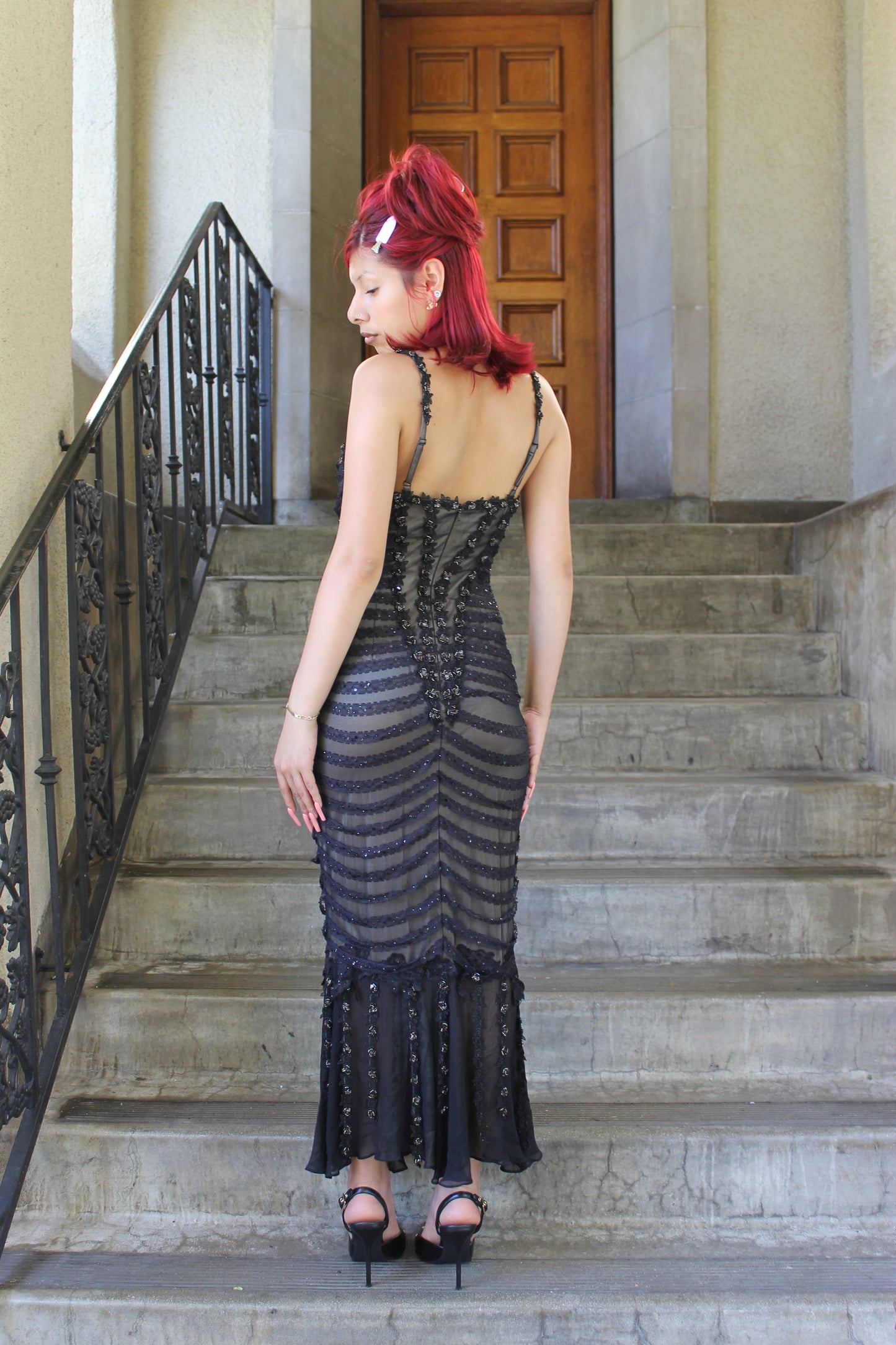 Gothic beaded silk dress