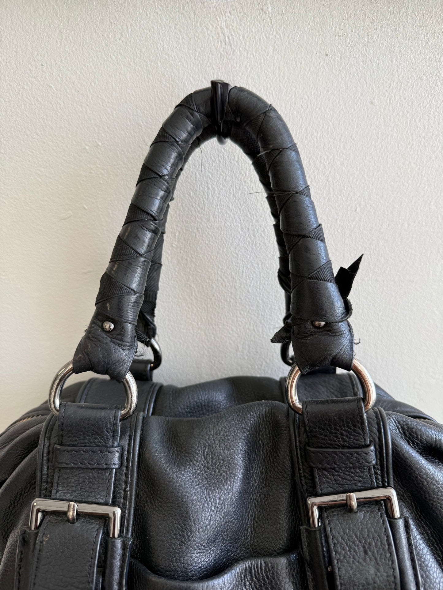 Vintage leather buckled chain purse