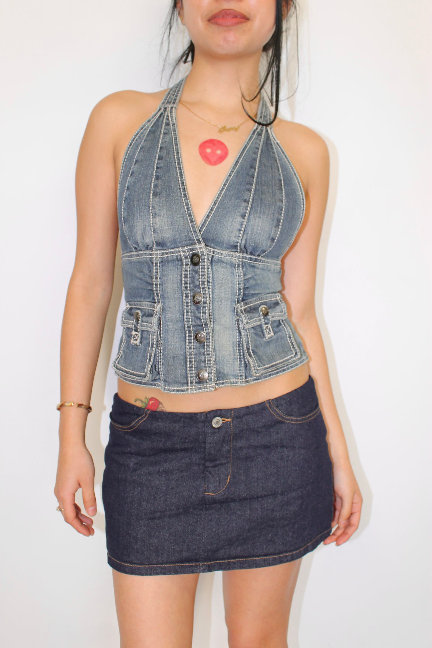 Vintage denim halter top