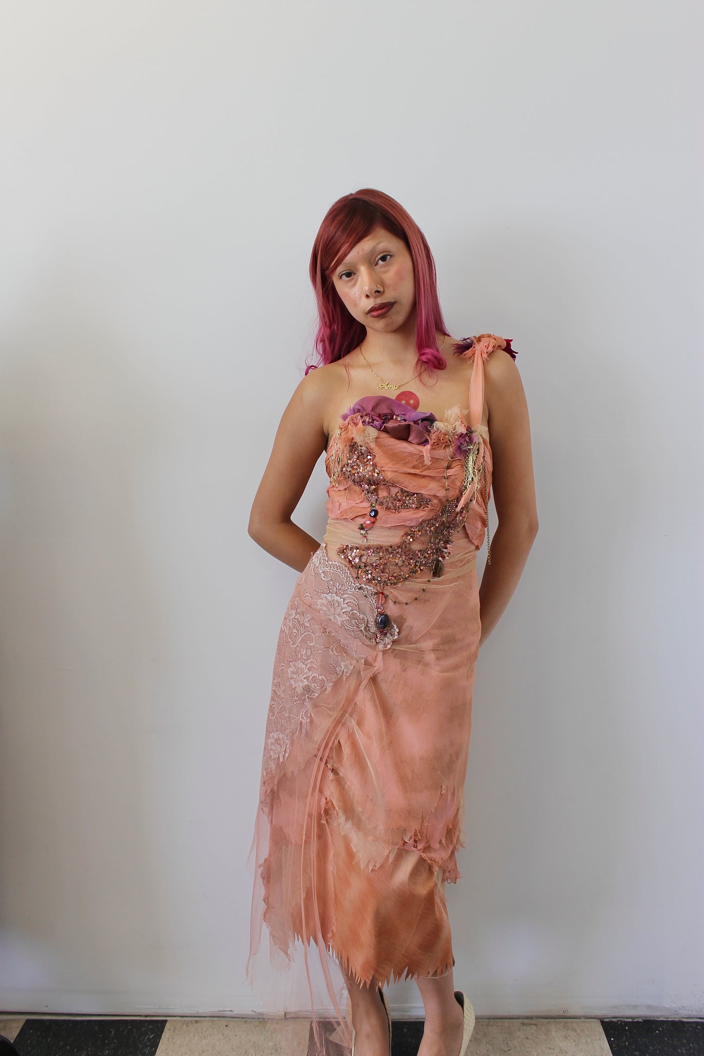 Mandalay mermaid hand painted coral dress