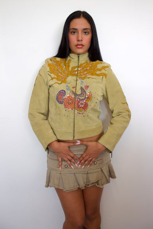 Vintage hand painted leather jacket