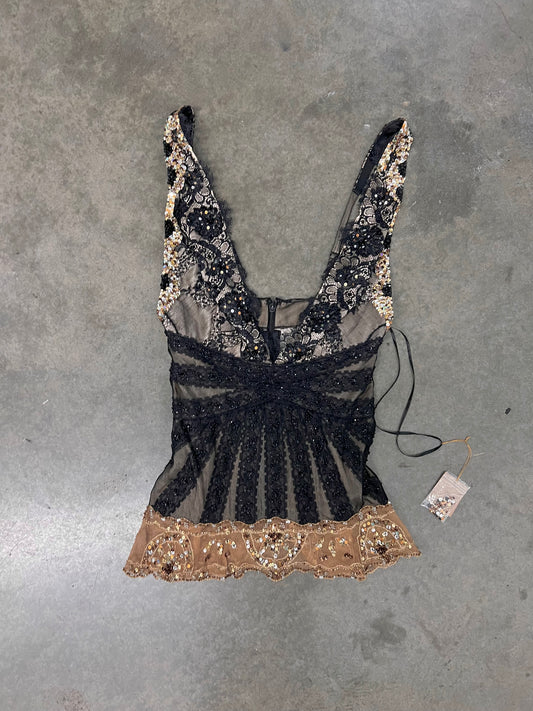 Vintage beaded mandalay top