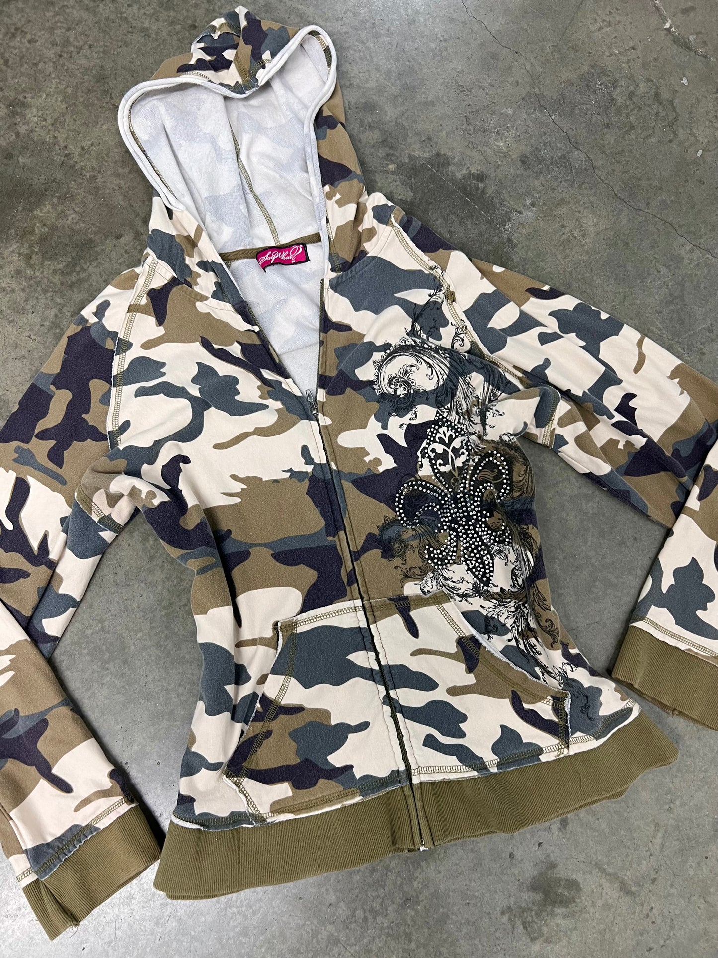 Vintage camo bling zipup