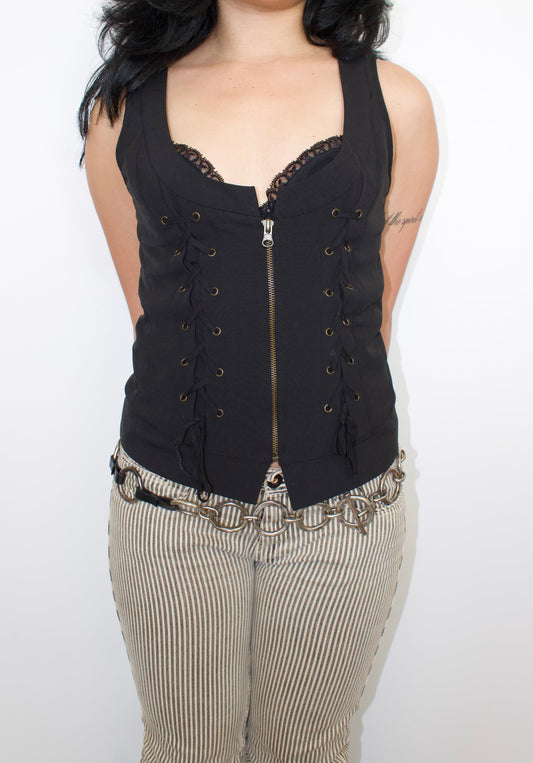 Vintage lace up grunge top