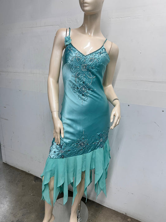 Vintage beaded blue mermaid dress