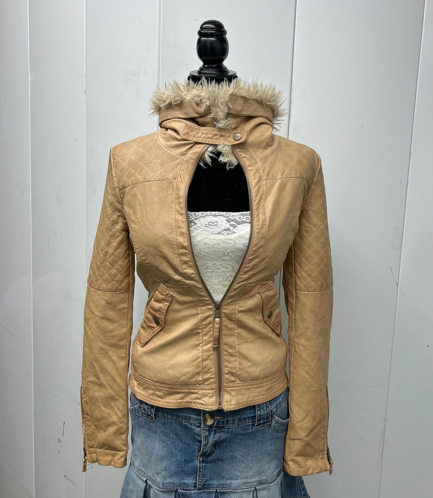 Vintage fur trim motojacket