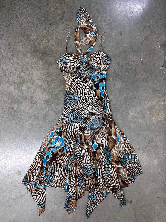 Vintage halter ruffled dress
